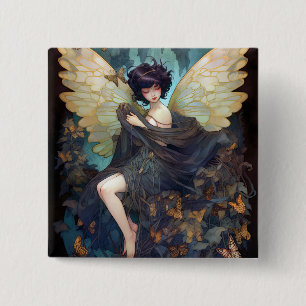 Badge Carré 5 Cm Fairy Girl'Imaginaire Art
