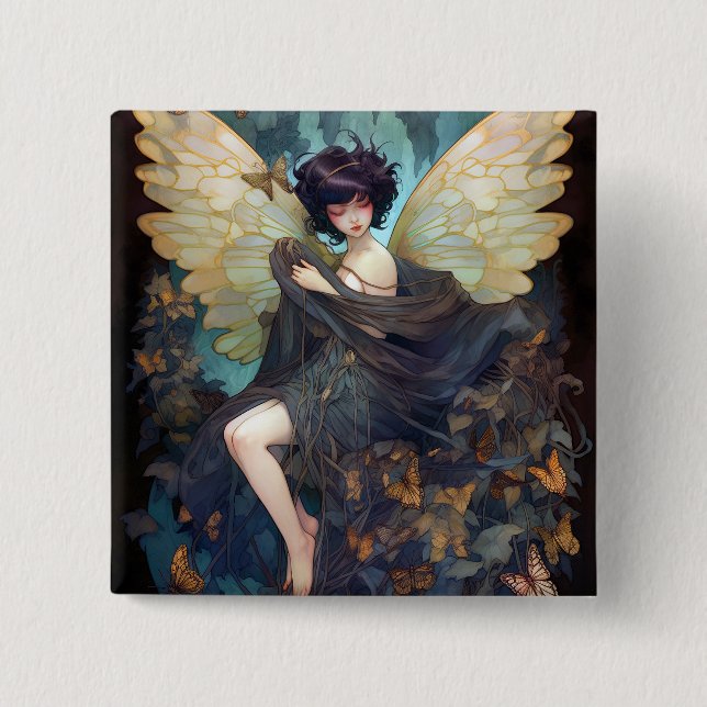 Badge Carré 5 Cm Fairy Girl'Imaginaire Art (Devant)