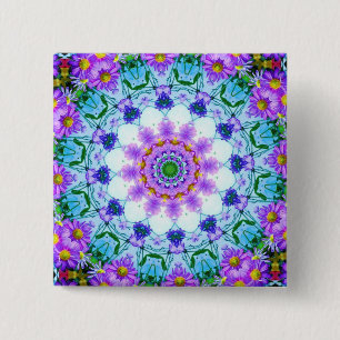 Badge Carré 5 Cm Faisée violette géométrique