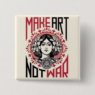 Badge Carré 5 Cm faites la guerre d'art pas
