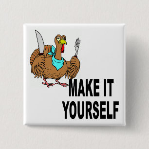 Badge Carré 5 Cm Faites-lui vous-même le thanksgiving fait sur