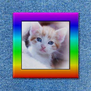 Badge Carré 5 Cm Famille Arc-en-ciel lumineux Animaux de compagnie 