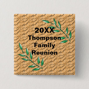 Badge Carré 5 Cm Family Reunion Branches Nature Thème Keepsaké