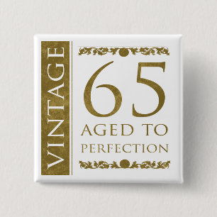 Badge Carré 5 Cm Fancy Vintage 65e anniversaire