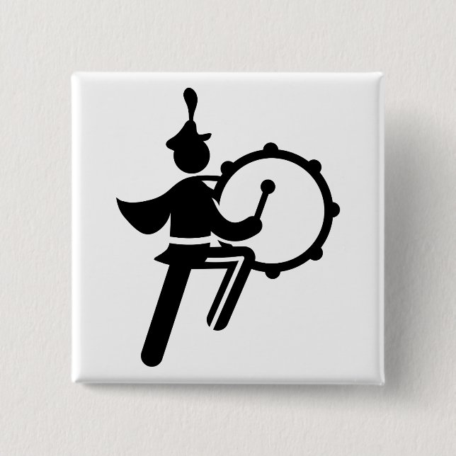 Badge Carré 5 Cm Fanfare - tambour bas (Devant)