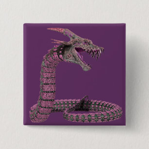 Badge Carré 5 Cm Fantasy Creature Pink Purple
