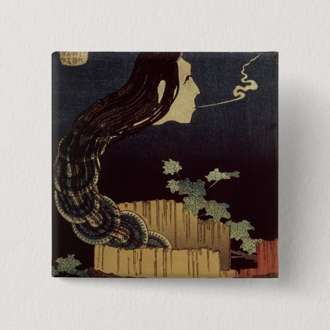 Badge Carré 5 Cm Fantôme japonais (Devant)