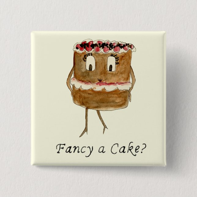 Badge Carré 5 Cm Fatigué a Cake drôle de citation de cuisson (Devant)