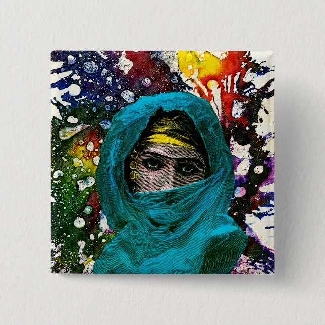 Badge Carré 5 Cm Fatima par Michael Moffa (Devant)