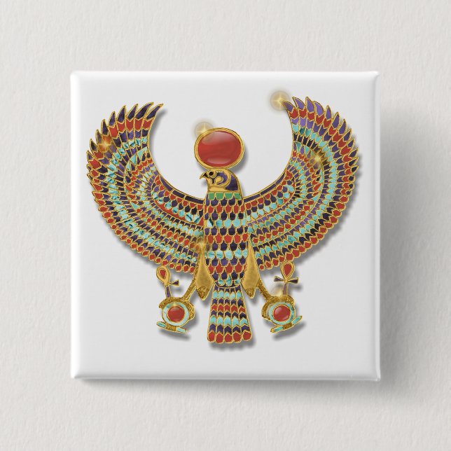 Badge Carré 5 Cm Faucon égyptien antique pectoral (Devant)