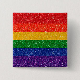 Badge Carré 5 Cm Faux Parties scintillant LGBTQ Pride Arc en ciel