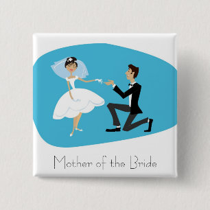 Badge Carré 5 Cm Faveur-Mère de Fête de la mariée de la jeune
