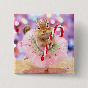 Badge Carré 5 Cm Fée de prune de Chipmunk