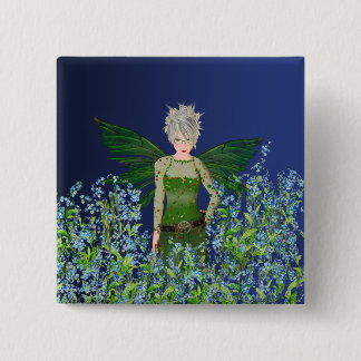 Badge Carré 5 Cm Fée verte - myosotis