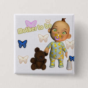 Badge Carré 5 Cm Félicitations A, enceinte, attendant un bébé