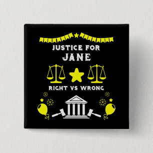 Badge Carré 5 Cm Félicitations au verdict du tribunal