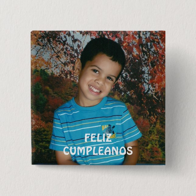 Badge Carré 5 Cm Feliz Cumpleanos (Devant)