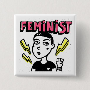 Badge Carré 5 Cm Feminist Pop Art Girl