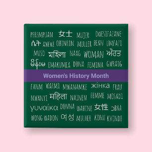 Badge Carré 5 Cm Femme En Plusieurs Langues - Mois De L'Histoire De