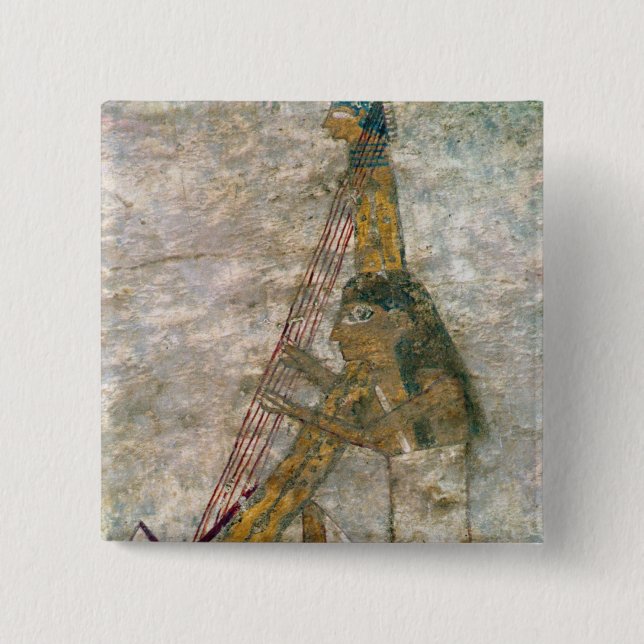 Badge Carré 5 Cm Femme jouant une harpe arquée (Devant)
