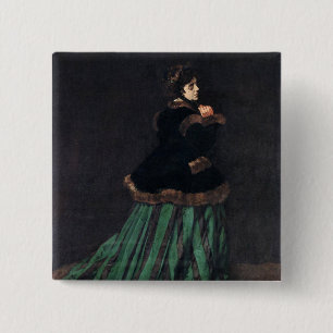Badge Carré 5 Cm Femme Monet en robe verte