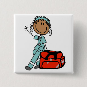 Badge Carré 5 Cm Femme thérapeute respiratoire ou EMT