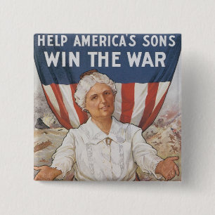 Badge Carré 5 Cm Femmes ! Aider les fils américains