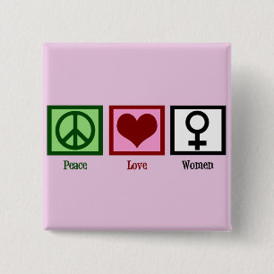 Badge Carré 5 Cm Femmes d'amour de paix