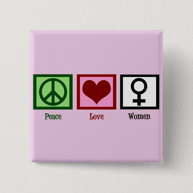 Badge Carré 5 Cm Femmes d'amour pour la paix (Devant)