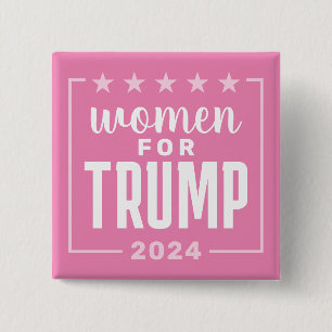 Badge Carré 5 Cm Femmes pour Trump - Design rose 2024
