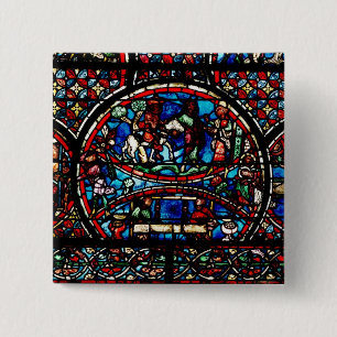 Badge Carré 5 Cm Fenêtre dépeignant le bon Samaritain