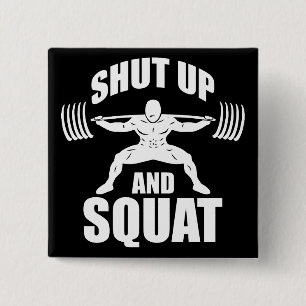 Badge Carré 5 Cm Fermer Et Squat - Motivation De L'Entraînement
