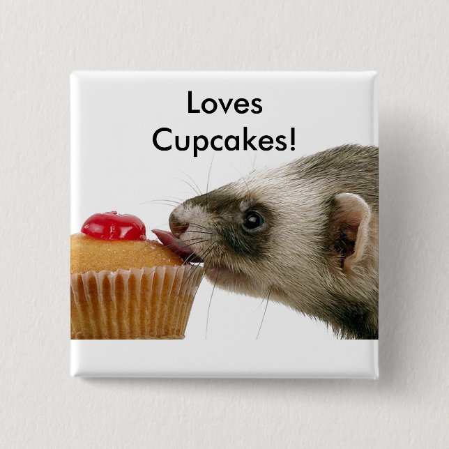 Badge Carré 5 Cm Ferrets Love Cupcakes (Devant)