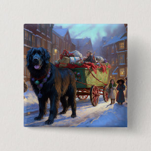 Badge Carré 5 Cm Festin de Noël à Terre-Neuve