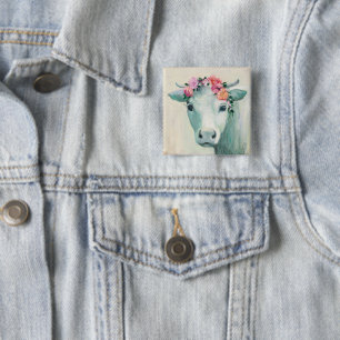 Badge Carré 5 Cm Festival Cow