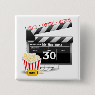 Badge Carré 5 Cm Fête d'anniversaire de cinéma 30e anniversaire