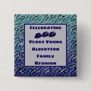 Badge Carré 5 Cm Fête d'anniversaire de la Réunion familiale