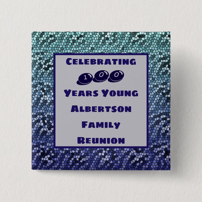 Badge Carré 5 Cm Fête d'anniversaire de la Réunion familiale (Devant)