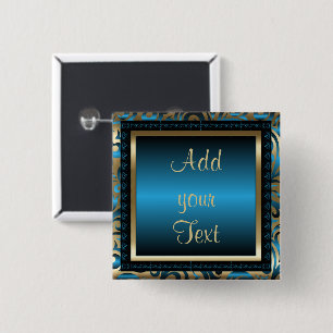 Badge Carré 5 Cm Fête d'anniversaire  Texte DO-IT-YOURSELF  Bleu