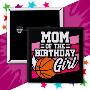 Badge Carré 5 Cm Fête de basket-ball pour enfants Maman de la fille