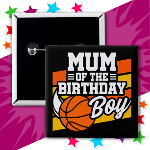 Badge Carré 5 Cm Fête de basket-ball pour enfants maman du garçon d