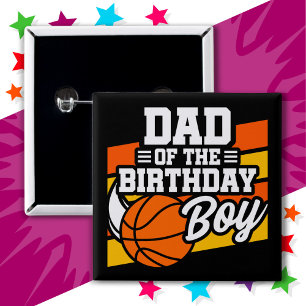 Badge Carré 5 Cm Fête de basket-ball pour enfants Papa of the Birth