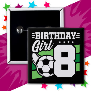 Badge Carré 5 Cm Fête de Football 8 Ans Fille 8 Ans