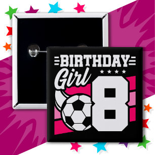 Badge Carré 5 Cm Fête de Football 8 Ans Fille 8 Ans