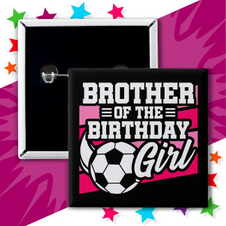 Badge Carré 5 Cm Fête de football Frère de Fille Anniversaire