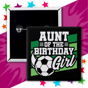 Badge Carré 5 Cm Fête de football pour enfants Tante d'anniversaire
