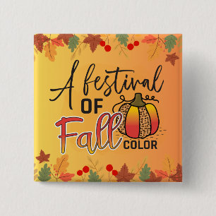 Badge Carré 5 Cm Fête des couleurs de l'automne Thanksgiving