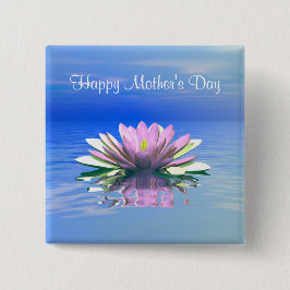 Badge Carré 5 Cm Fête des mères Lys d'eau rose