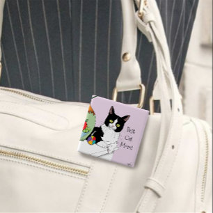 Badge Carré 5 Cm Fête des mères Tuxedo Chat