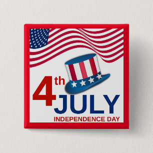 Badge Carré 5 Cm Fête du 4 juillet